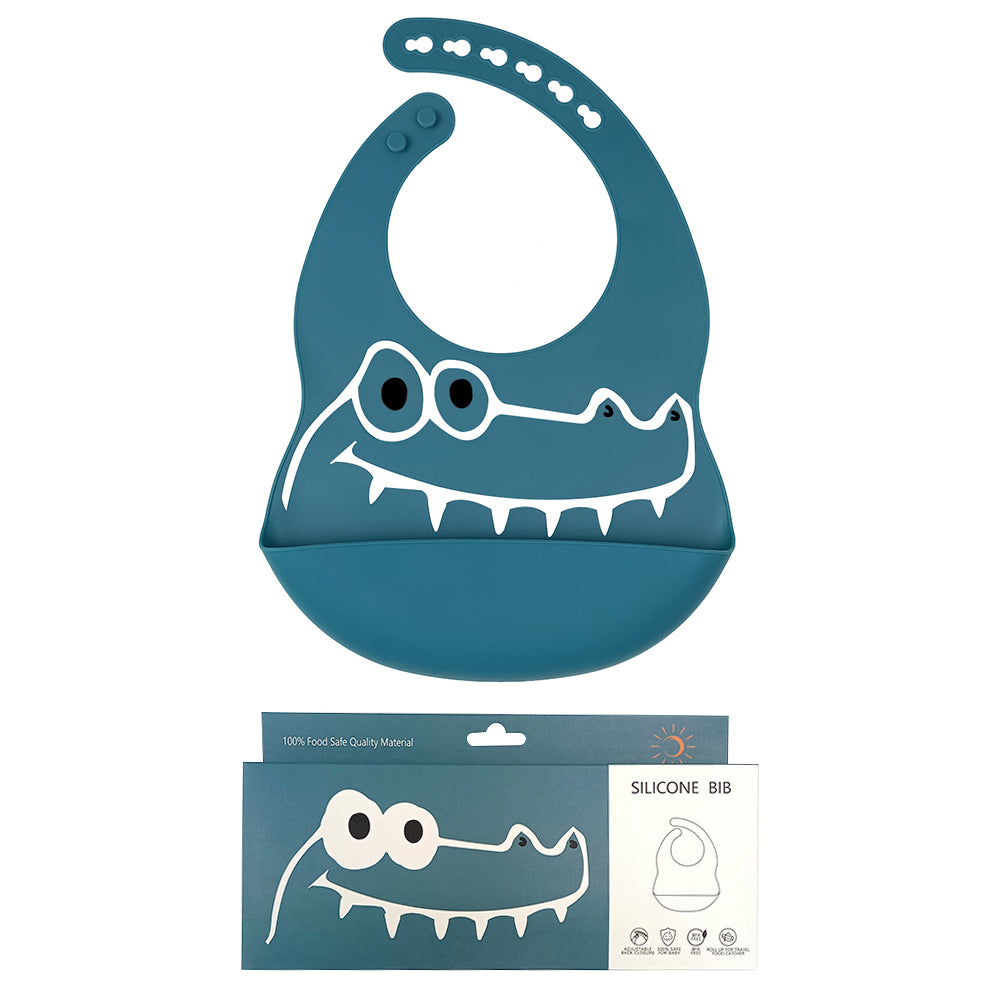 Bavoir bébé en silicone – Motif animal 🐻