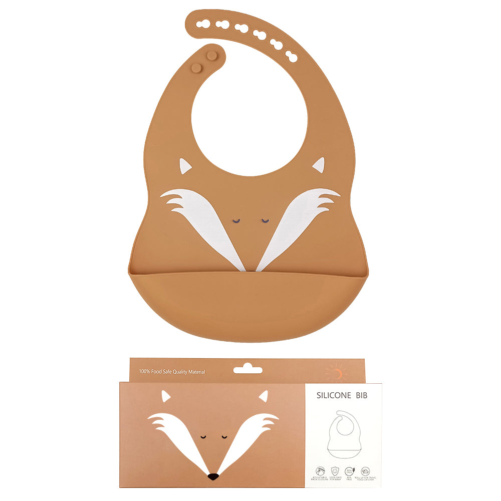 Bavoir bébé en silicone – Motif animal 🐻