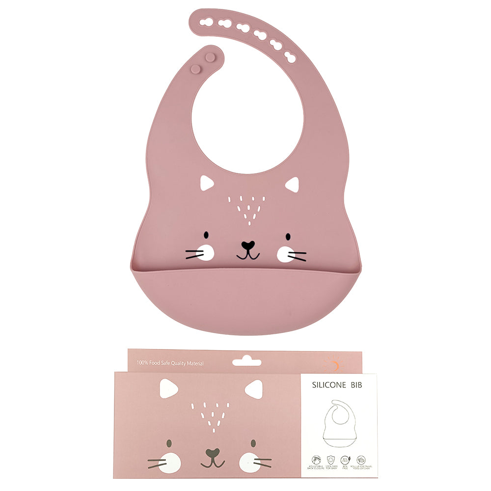 Bavoir bébé en silicone – Motif animal 🐻