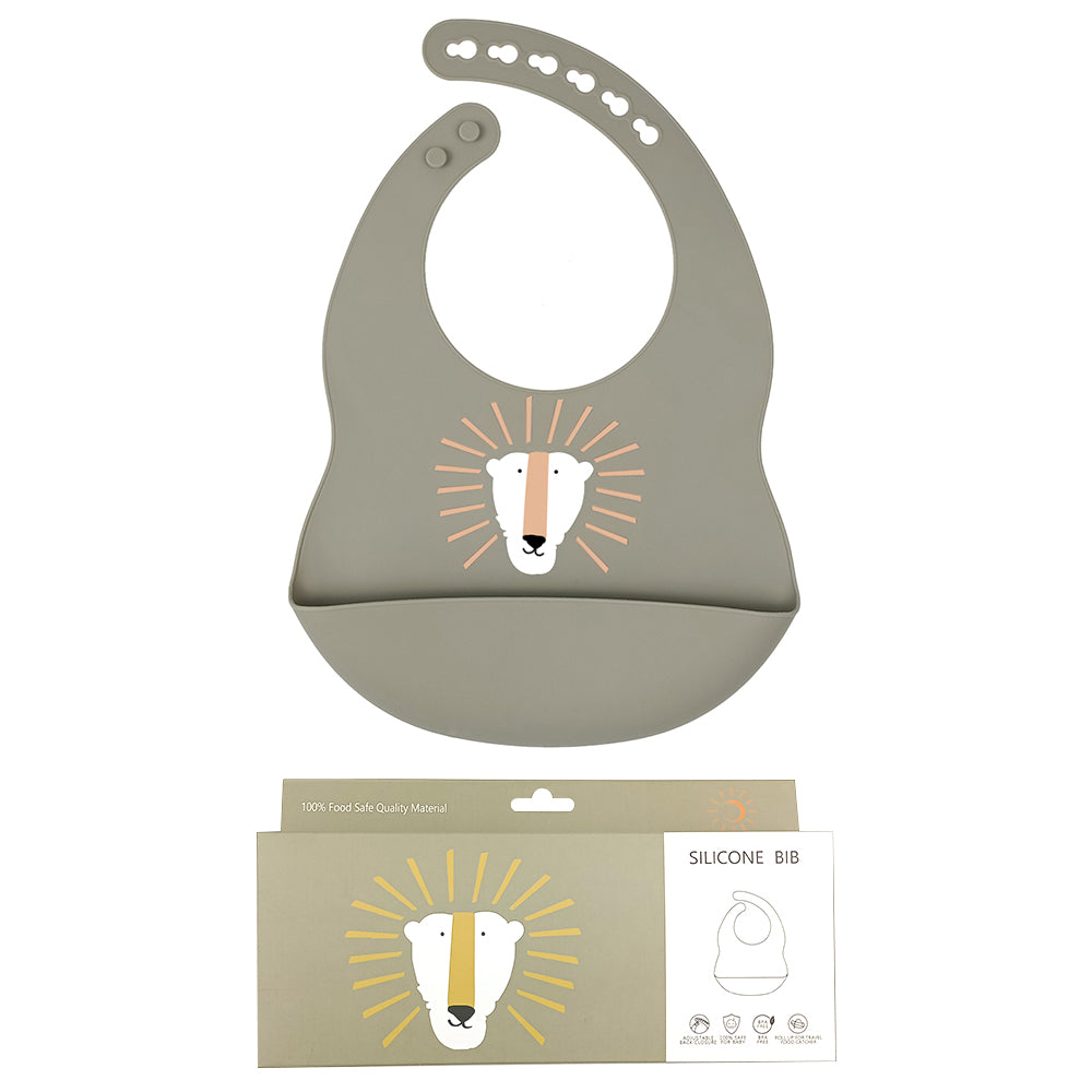 Bavoir bébé en silicone – Motif animal 🐻