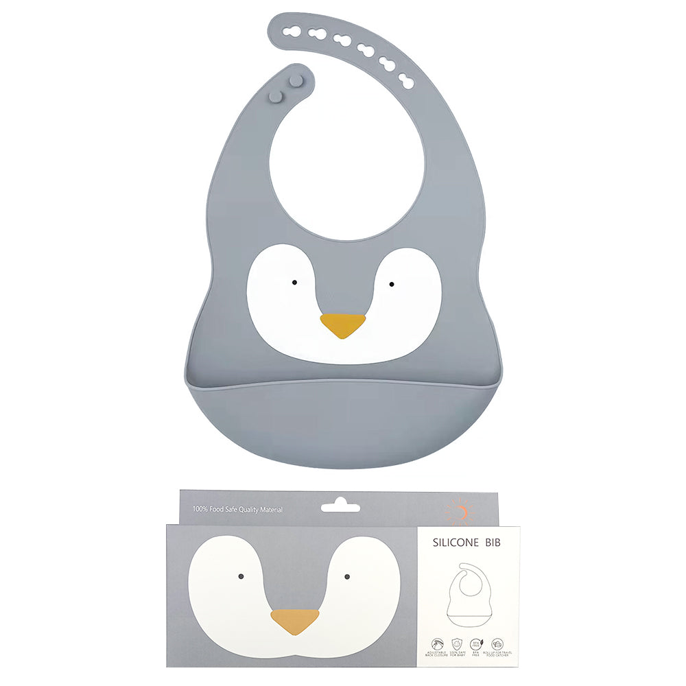 Bavoir bébé en silicone – Motif animal 🐻
