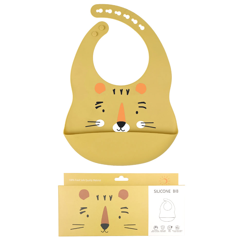 Bavoir bébé en silicone – Motif animal 🐻