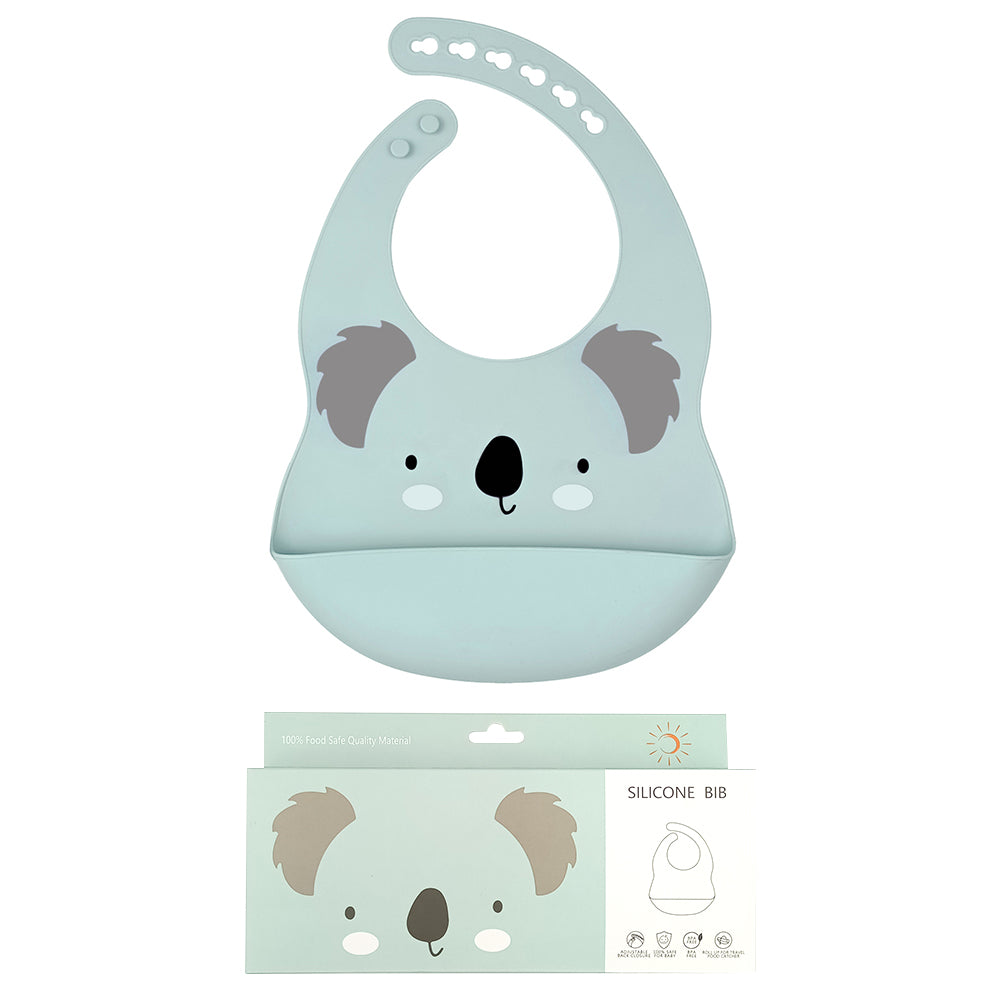 Bavoir bébé en silicone – Motif animal 🐻