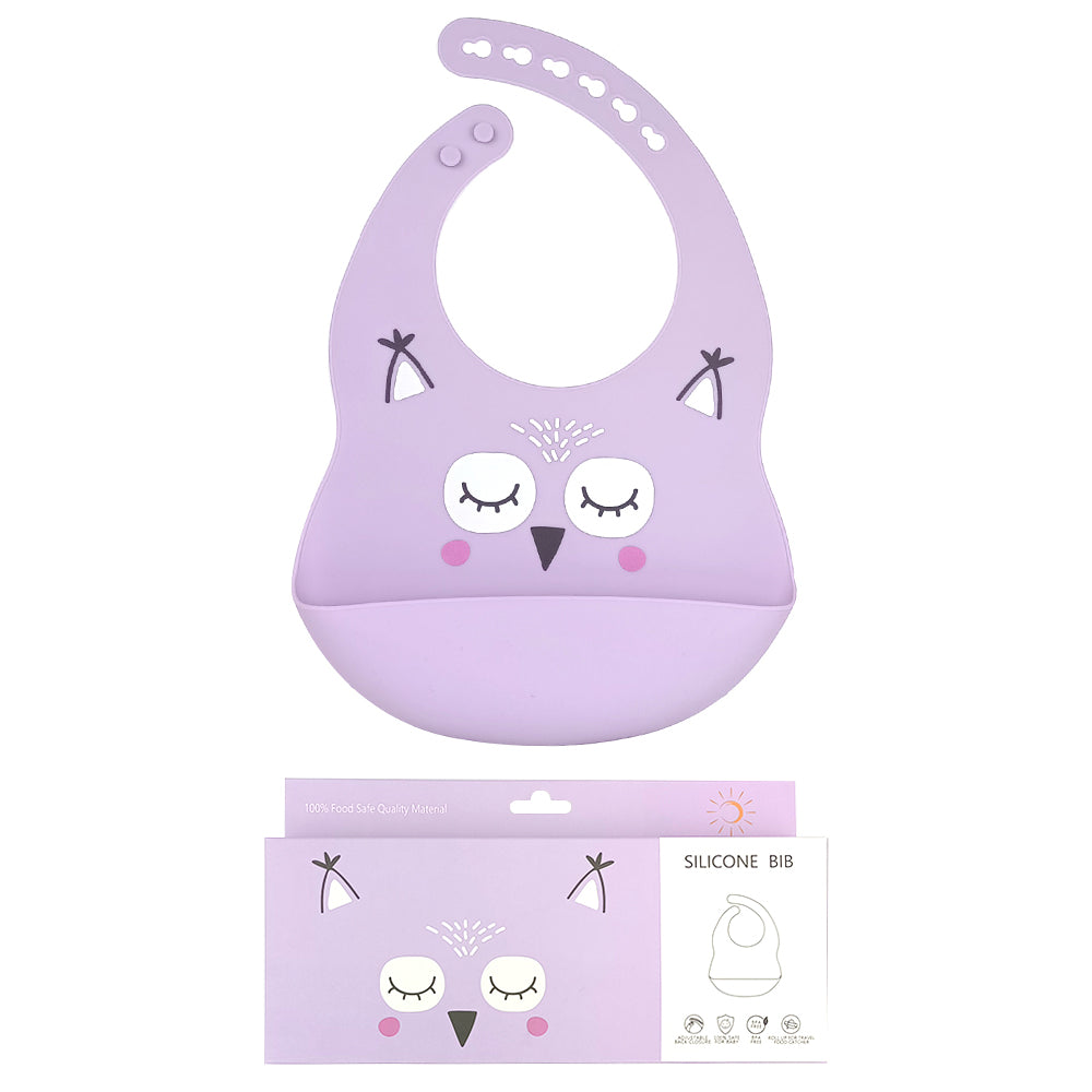 Bavoir bébé en silicone – Motif animal 🐻