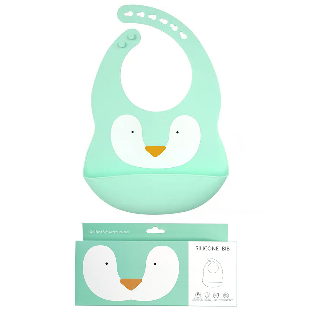 Bavoir bébé en silicone – Motif animal 🐻