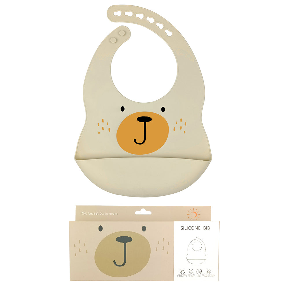 Bavoir bébé en silicone – Motif animal 🐻