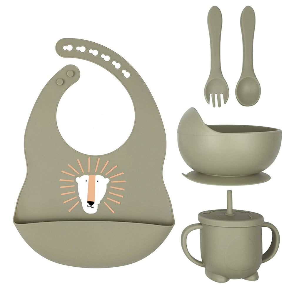 Kit repas bébé en silicone – 5 pièces 🍼